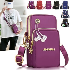 Phone Bag Women's Fashion Zipper Crossbody Bag Versatile Nylon Storage Bag For Coin  Earphone Portable Card Holder Phone Case For iPhone 14 13 Pro Max 12 Samsu