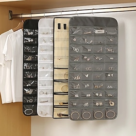 48Grids Hanging Jewelry Storage Earrings Necklace Bracelet Hanging Transparent Bag With Compartments Holder Organizer