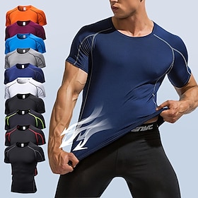 Arsuxeo Homme Vetement Musculation T Shirt Compression Chemise De Course Manche Courte Tee-shirt Respirable Séchage Rapide Poids Léger Apti
