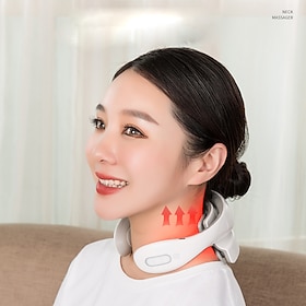 Neck Massager with Heat Cordless Deep Tissue Vibration Infrared Neck Massager for Pain Relief Portable Electric Cervical Massager Neck Relaxer Women Men Gift