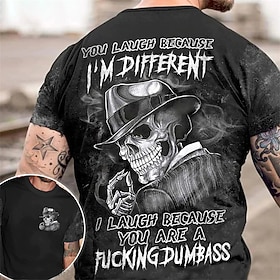 Halloween Men's Graphic Skull T Shirt Shirt Tee Short Sleeve T shirt 3D Print Crew Neck Shirt Vintage Fashion Designer Outdoor Casual Daily Gray Spring  Summer