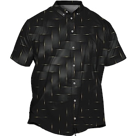 Men's Plus Size Shirt Big And Tall Optical Illusion Turndown Print Short Sleeve Spring  Summer Tropical Fashion Outdoor Street Tops