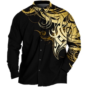 Men's Plus Size Shirt Big and Tall Graphic Prints Turndown Buttons Long Sleeve Spring  Summer Sports Fashion Streetwear Designer Outdoor Vacation Tops