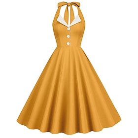 1950s Retro Vintage Dress Flare Dress Solid Color Fancy Dress Women's Carnival Masquerade Revival Daily Wear Date Adults' Dress Homecoming Dresses
