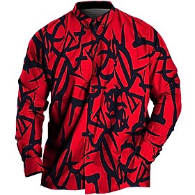 Men's Plus Size Shirt Big and Tall Abstract Turndown Buttons Long Sleeve Spring Summer Sports Fashion Streetwear Designer Outdoor Vacation Tops