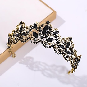 Baroque Crowns for Women Queen Crown Gothic Tiara Crystal Crown for Women Princess Tiara for Girls Vintage Tiara for Wedding Crown for Brides (Black)