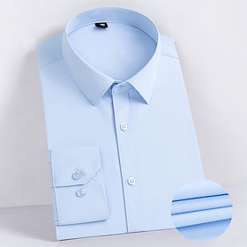 Men's Shirt Dress Shirt Button Up Shirt Casual Shirt Black White Pink Long Sleeve Plain Turndown Spring Summer Wedding Office / Career Clothing Apparel