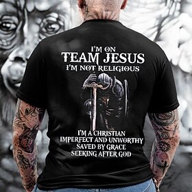 Christmas Mens Graphic Shirt Christian Imperfect And Unworthy Saved By Grace Seeking After God 3D For 'M  Black Winter Cotton Letter Tee Polyester Birthday Tea