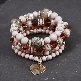 Women's Bracelets Ethnic Style Party Heart Bracelets  Bangles / Imitation Pearl / Black / Red / Fall / Winter