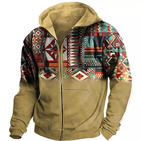 Per uomo Blocco di colori Stampe Grafiche Felpa con Cappuccio Felpe con cappuccio Felpa Streetwear Designer Etnico Casual Manica Lunga Con Cappuccio Quotidiano