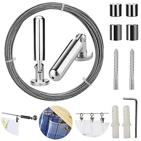 wallniture Gardinenstangen-Set für Wandteppiche, Kinder, Basteln, Wanddekoration, Bildaufhängeset, Vorhangdraht, Edelstahl, Foto-Aufhängedraht, Wäscheleine, Dr