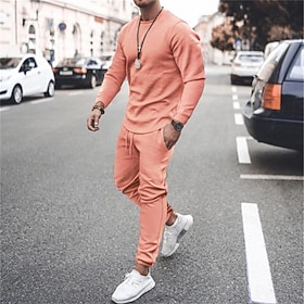Men's T-shirt Suits Tracksuit Tennis Shirt Shorts and T Shirt Set Long Sleeve Crew Neck Spring Fall Solid Colored Sports Designer Classic Drawstring 2 Piece
