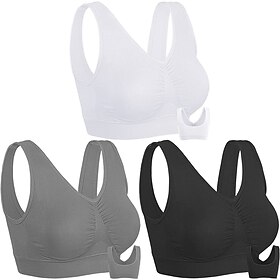 Women's Sports Bra High Support Removable Pad Wireless Solid Color...