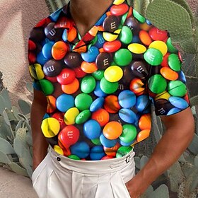 Men's Polo Shirt Golf Shirt Food Graphic Prints Cuban Collar Yellow Pink Red Blue Outdoor Street Short Sleeves Print Clothing Apparel Fashi