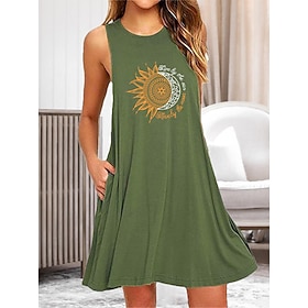 Women's Plus Size Loungewear Nightgown Nightshirt Dress Flower Basic Casual Comfort Home Daily Vacation Cotton Breathable Crew Neck Sleeveless Pocket Summer Sp