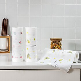 3roll Disposable Lazy Rags Absorbent Paper Towel Cleaning Rags Washable Non-stick Oil Non-woven Dry And Wet Dual-use Dishwashing Cloth Outdoor Lazy Rags Conven