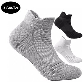 Men's 3 Pairs Socks Ankle Socks Sport Socks / Athletic Socks Low Cut Socks Black White Color Plain Outdoor Daily Wear Vacation Thin Spring Summer Fashion Spor