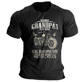 Men's T shirt Tee Graphic Tee Funny Cotton Blend T Shirts Motorcycle stamp Graphic Prints Crew Neck Black Blue Army Green Outdoor Casual Short Sleeve Print Cl