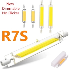 dimmes uten flimmer led r7s glass cob tube pære 78mm 118mm maislampe 110v 220v høyeffekt j78 j118 bytt halogenlys lampadas