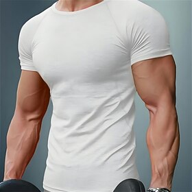 Voor heren T-shirt Spier shirt Vochtafvoerende overhemden Korte mouw Strakke ronde hals Zomer Effen Sport Modieus Lichtgewicht Klassieke Stijl Casual Vakantie