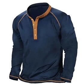 Men's Henley Shirt Tee Top Long Sleeve Shirt Plain Henley Street Vacation Long Sleeve Button-Down Clothing Apparel Designer Basic Modern Contemporary