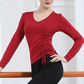 Latin Dance Ballroom Dance Top Solid Women's Training Performance Long Sleeve Modal