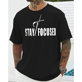 Men's Plus Size Big Tall T Shirt Tee Tee Crewneck Black White Navy Blue Short Sleeves Outdoor Going Out Print Graphic Prints Quotes  Saying