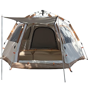 5 person Camping Tent Family Tent Pop up tent Outdoor Waterproof UV Sun Protection Windproof Automatic Camping Tent 1000-1500 mm for Fishing Climbing Beach Oxf
