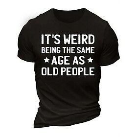 Letter Graphic Prints Old People Black Navy Blue Army Green T shirt Tee Graphic Tee Men's Graphic Cotton Blend Shirt Basic Modern Contemporary Shirt Short Slee