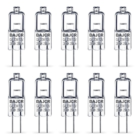 bajcr g4 halogeenlamp 20w, 10 stuks dimbare g4 gloeilamp voor puckverlichting onder kasten, kroonluchters, railverlichting, ac/dc 12 volt, t3 jc type bi-pin g4