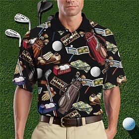 Men's Polo Shirt Lapel Polo Button Up Polos Golf Shirt Graphic Prints Vintage Turndown Red Blue Green Gray Outdoor Street Short Sleeves Pri