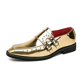 Men's Oxfords Loafers  Slip-Ons Dress Shoes British Style Plaid Shoes Square Toe Shoes Casual British Wedding Party  Evening PU Comfortable Slip Resistant Buck