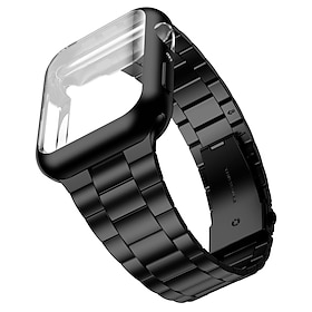 Compatible with Apple Watch band 38mm 40mm 41mm 42mm 44mm 45mm 49mm with Case Shockproof Stainless Steel Strap Replacement Wristband for iwatch Ultra 2 Series