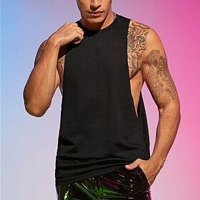 Men's Tank Top Vest Top Undershirt Sleeveless Shirt Plain Crew Neck Outdoor Going out Sleeveless Clothing Apparel Fashion Designer Muscle