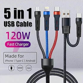 MOMAX Apple MFi Certified Multi Charging Cable USB A to Type C / Micro / IP 3 A Fast Charging Nylon Braided Durable 3 in 1 For Macbook iPad Samsung Phone Acces