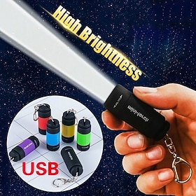1PC Waterproof Mini Keychain Pocket Torch USB Rechargeable LED Flashlight Lamp Outdoor Sports Interior Design