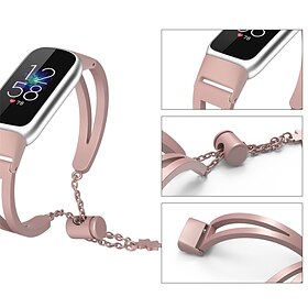 Smart Watch Band Compatible with Fitbit Luxe Stainless Steel Smartwatch Strap Women Metal Clasp Adjustable Jewelry Bracelet Link Bracelet Replacement Wristban