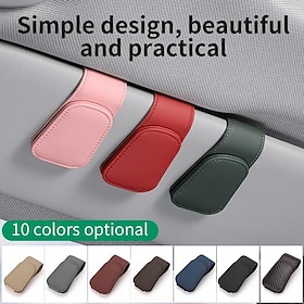 Supporto per occhiali da auto - Clip magnetica in pelle per occhiali e portacarte accessori per parasole auto