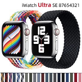 Solo Loop Compatible with Apple Watch Band 38mm 40mm 41mm 42mm 44mm 45mm 49mm Braided Elastic Stretchy Fabric Nylon Strap Replacement Wristband for iwatch Seri