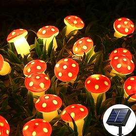 Solar Mushroom Lights Holiday Garland String Lights 7M-50LEDs 6.5M-30LEDs Outdoor Waterproof Mushroom Fairy lights  Party Wedding Garden Lawn Decoration