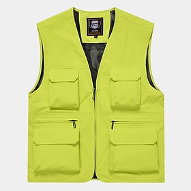 Men's Vest Gilet Fishing Vest Hiking Vest Sleeveless Vest Gilet Jacket Daily Wear Leisure Spring  Summer Basic POLY Outdoor Solid / Plain Color Zipper V Neck L