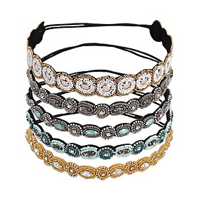 1 Pieces Rhinestone Beaded Elastic Headband Jewel Headbands Pearl Hair Band Crystal Beaded Women Head Wrap Lady Girls Hair Jewelry Accessories