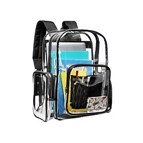 Clear Backpack F-color Large Clear Backpack Heavy Duty PVC Transparent Clear Bag for Stadium School Back to School Gifts