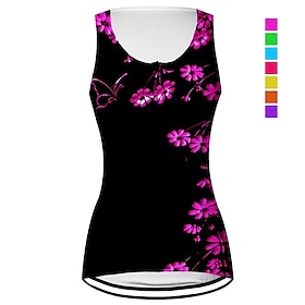Per donna Gilet da ciclismo Maglia da Ciclismo Grafico Motivo Floreale Senza Maniche Bicicletta Gilet / Panciotto Maglia Top con 3 tasche posteriori M