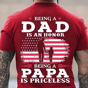 Mens Graphic T-Shirt: Dad Honor, Papa Priceless - American Flag Family Design Tee