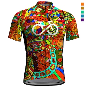 Men's Cycling Jersey Graphic Funny Boho Short Sleeve Bike Jersey Top with 3 Rear Pockets Mountain Bike MTB Road Bike Cycling Quick Dry Reflective Strips Back P