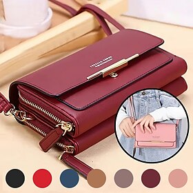 Women's Black Crossbody Wallet Bag with Gold Accents and Adjustable Strap - Compact and Stylish Shoulder Bag for Everyday Use