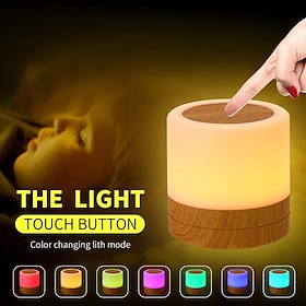 Night Light Touch Sensor Lamp Bedside Table Lamp For Kids Bedroom Rechargeable Dimmable Warm White Light  RGB Color Changing