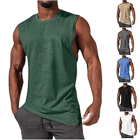 Men's Solid Colored Gym Tank Top Workout Tank Summer Classic Sleeveless Athletic Athleisure Cotton Soft Moisture Wicking Breathable Gym Workout Running Jogging