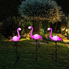 Garden Outdoor Flamingo LED Stake Lights Solar Powered Waterproof for Garden Lawn Patio Pond Backyard Decor